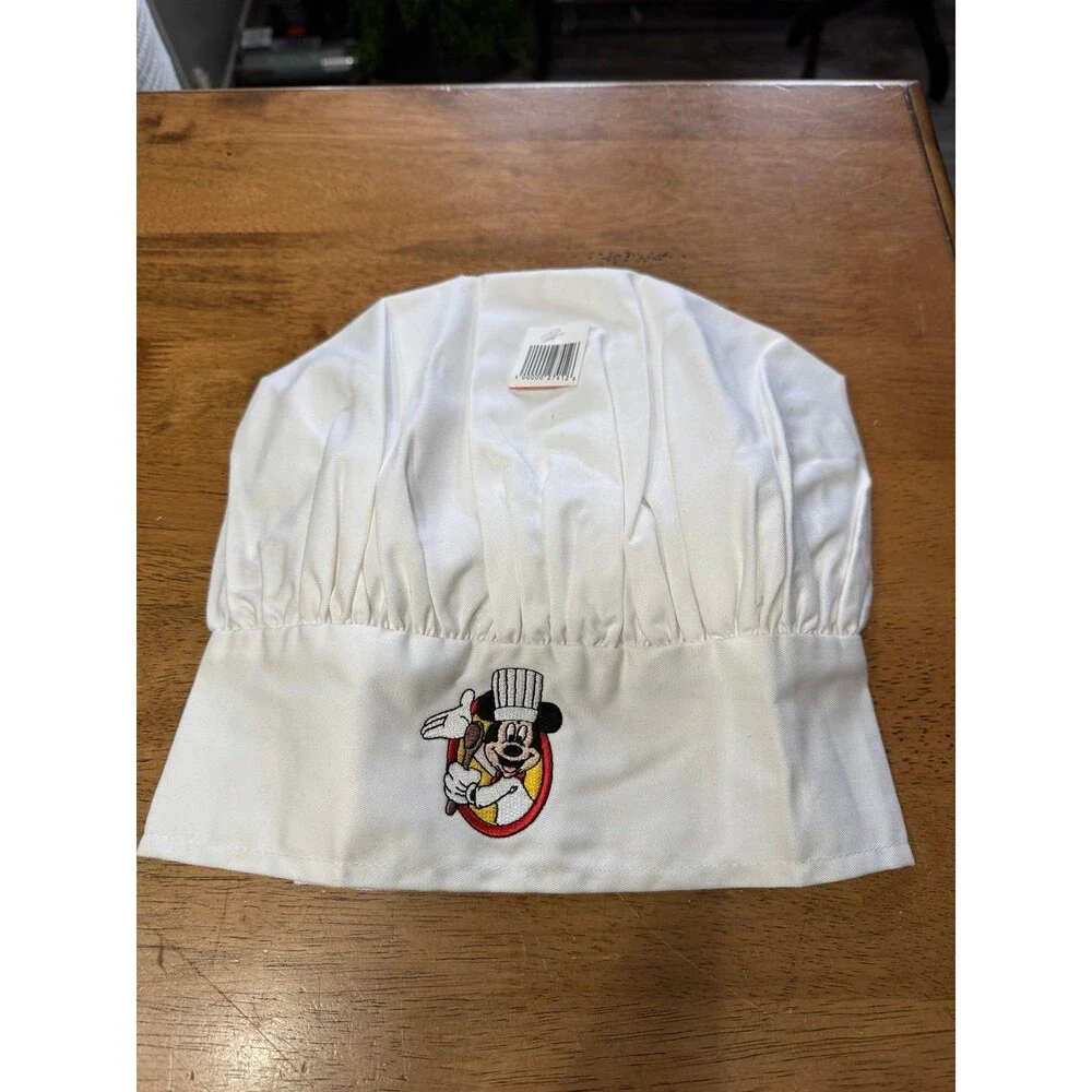 Disney Parks Gourmet Chef Mickey Mouse Cap in white with an adjustable closure.